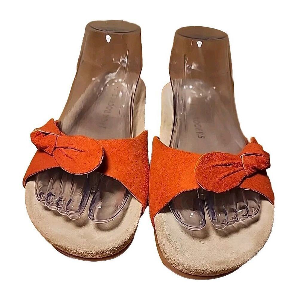 Jack Rogers Orange Suede Flat Sandals Size 7.5 Very Little Wear - Picture 2 of 6